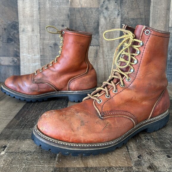 Red Wing Irish Setter Vintage Plain Toe Lace Up Work Boots Mens 13 D - Picture 1 of 12